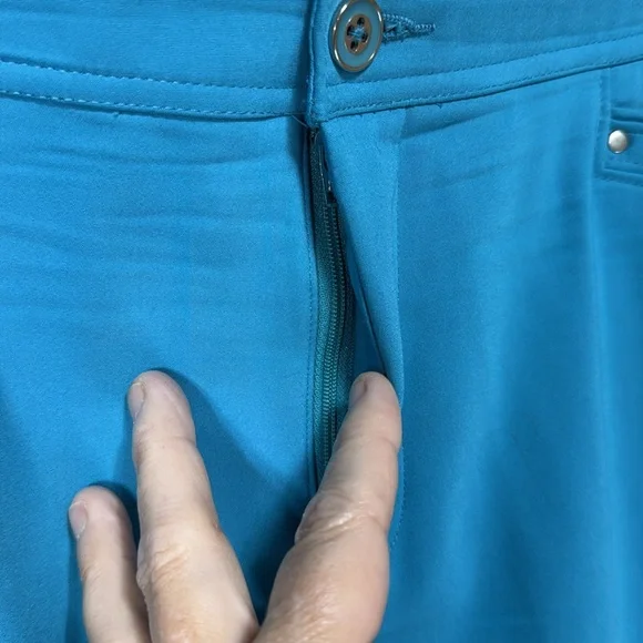 Cj Banks Pants Signature Slimming Vibrant Teal Trousers Size 16w - Picture 5 of 11